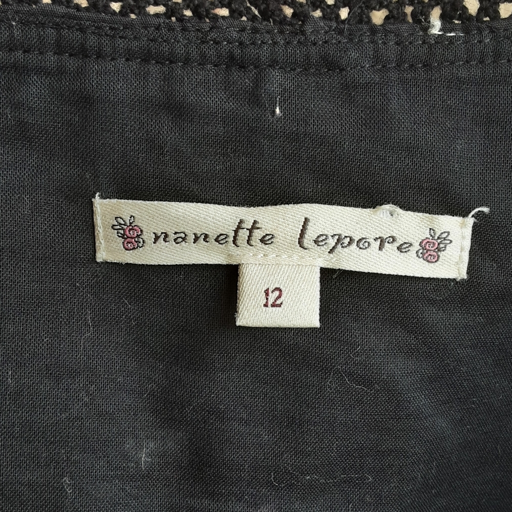 Nanette Lepore Black Floral Embroidered V-Neck Dress Sz 12 - Picture 10 of 12